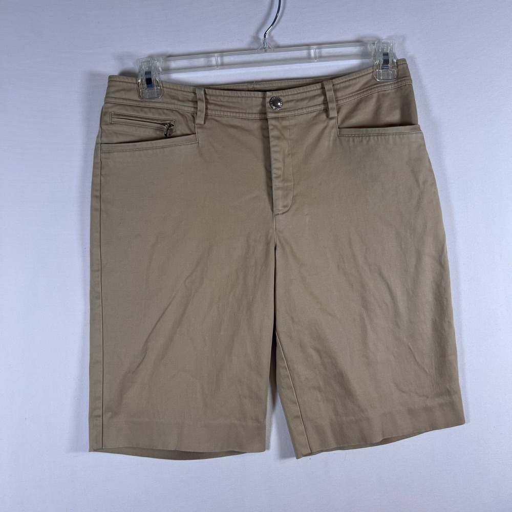 Lauren Ralph Lauren Khaki Shorts Women 8 Tan Cotton Stretch Chino
